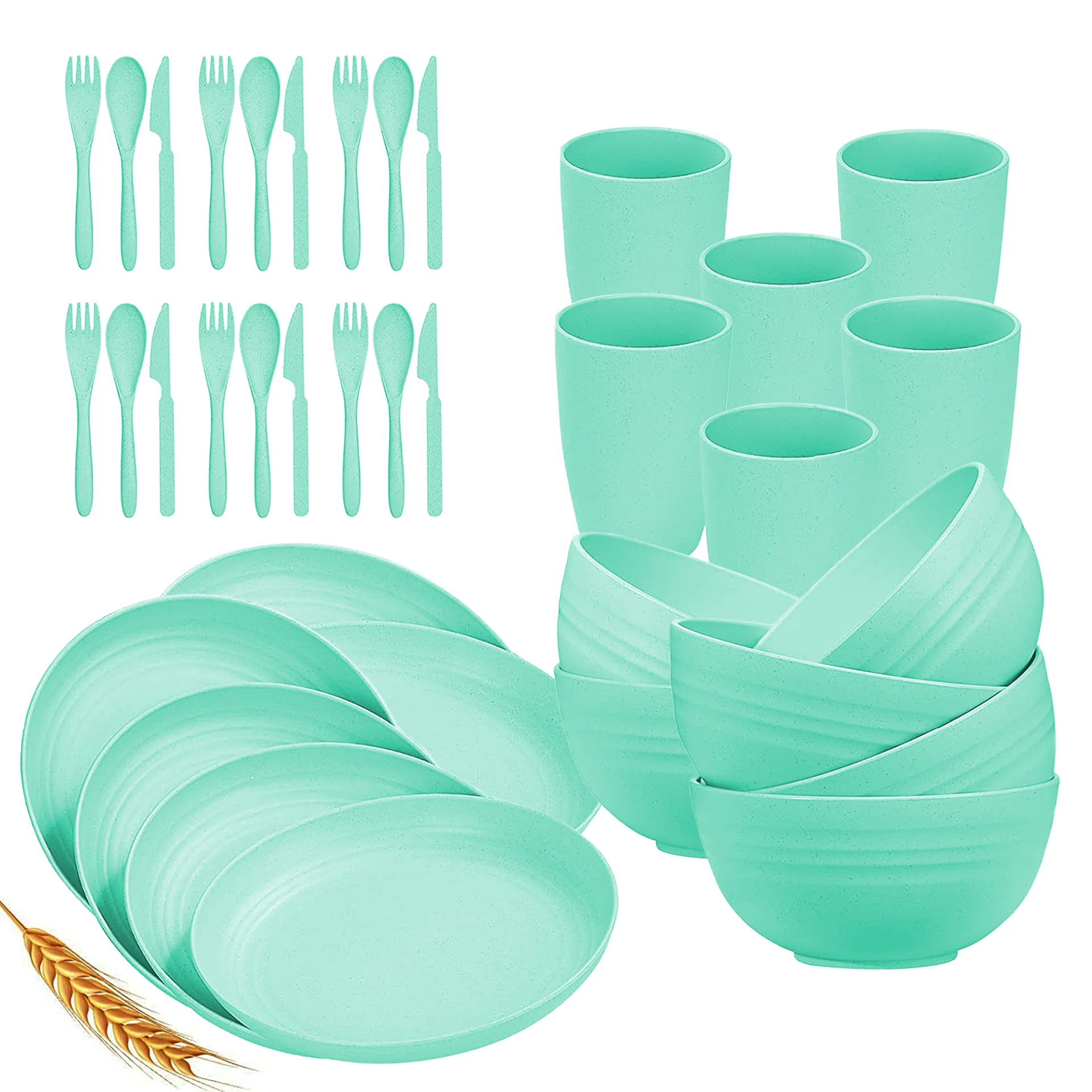 Wheat Straw Dinnerware Sets for 4 Lightweight & Unbreakable Dishes