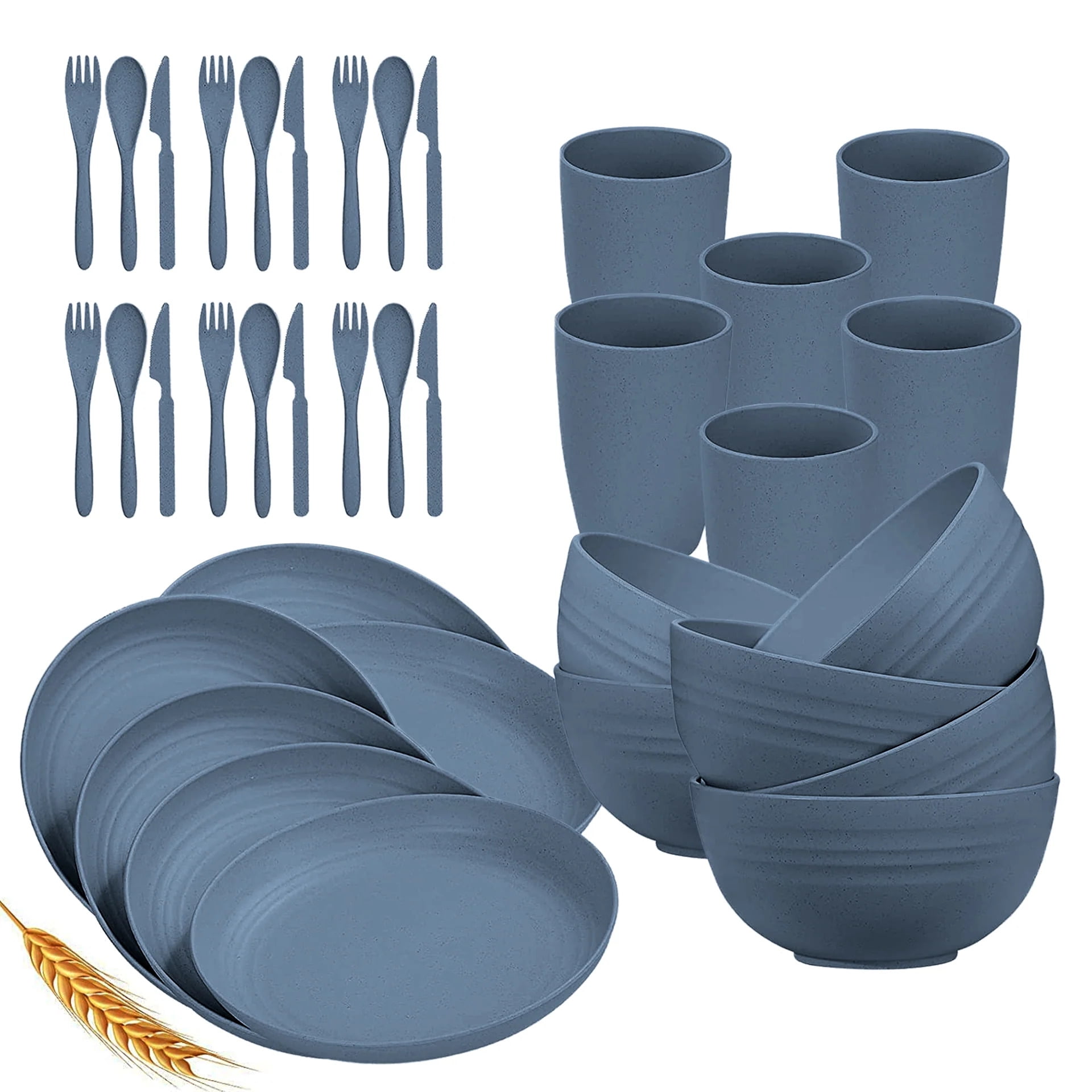 Wheat Straw Dinnerware Sets for 4 Lightweight & Unbreakable Dishes