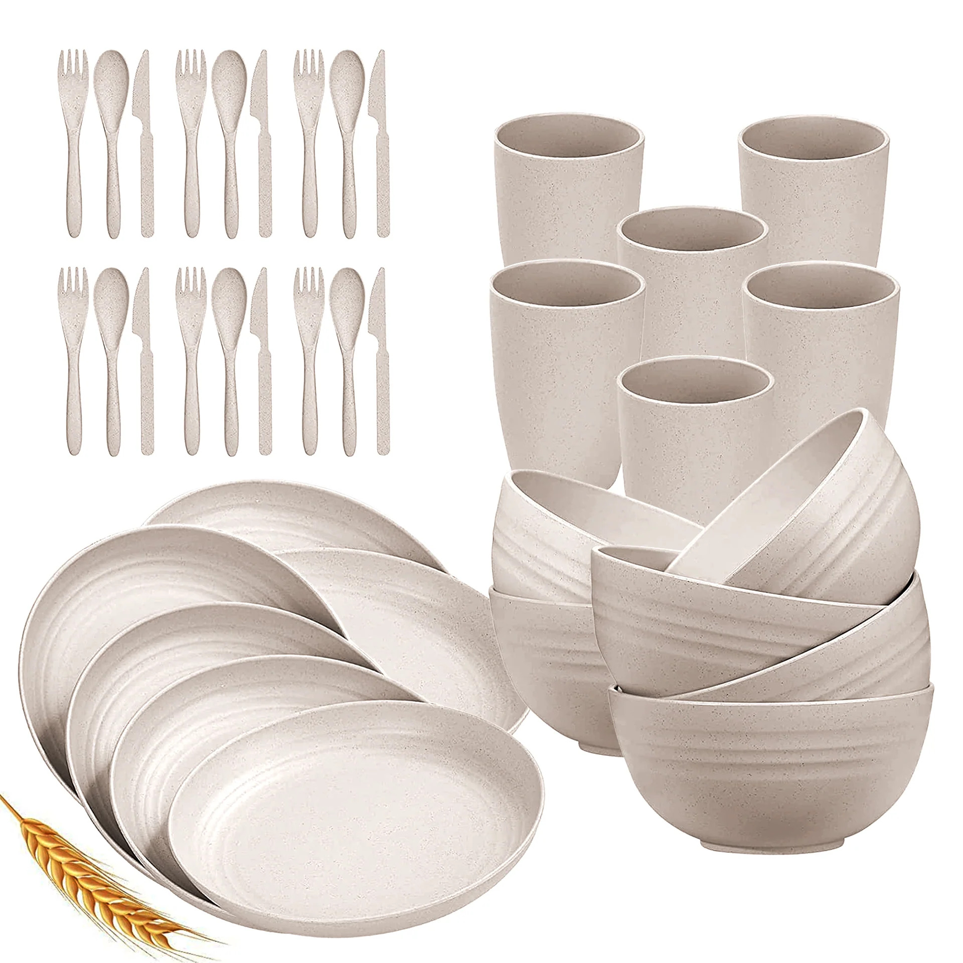 Wheat Straw Dinnerware Sets for 4 Lightweight & Unbreakable Dishes