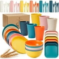 thumbnail image 1 of Wheat Straw Dinnerware Sets, 54 Pieces Unbreakable Dinnerware Sets for 6 People, Reusable Wheat Straw Plates and Bowls Sets, Lightweight Travel Picnic Home Party Camping Cutlery Set, 1 of 7