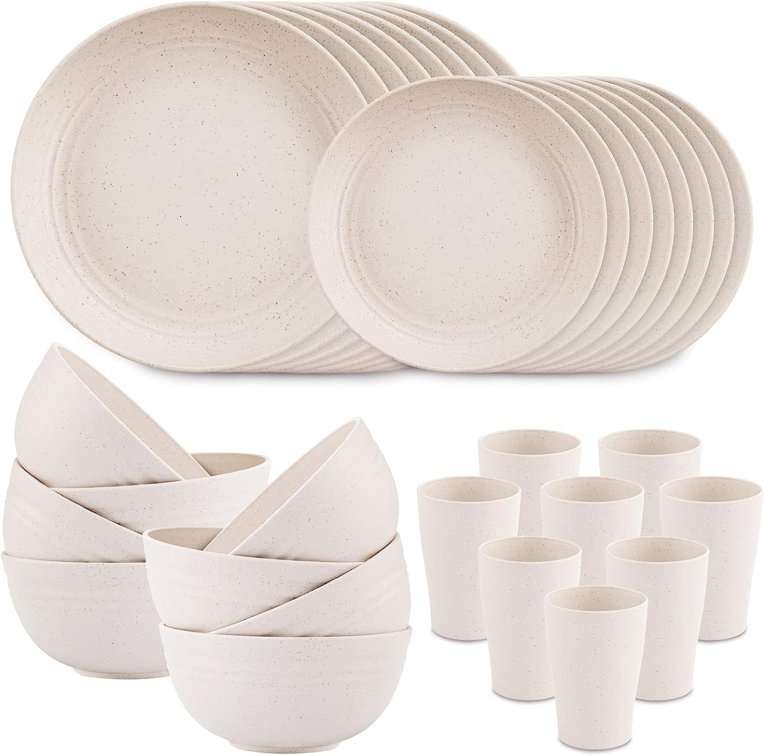 Wheat Straw Dinnerware Sets for 8,Microwave Dishwasher Safe,Unbreakable