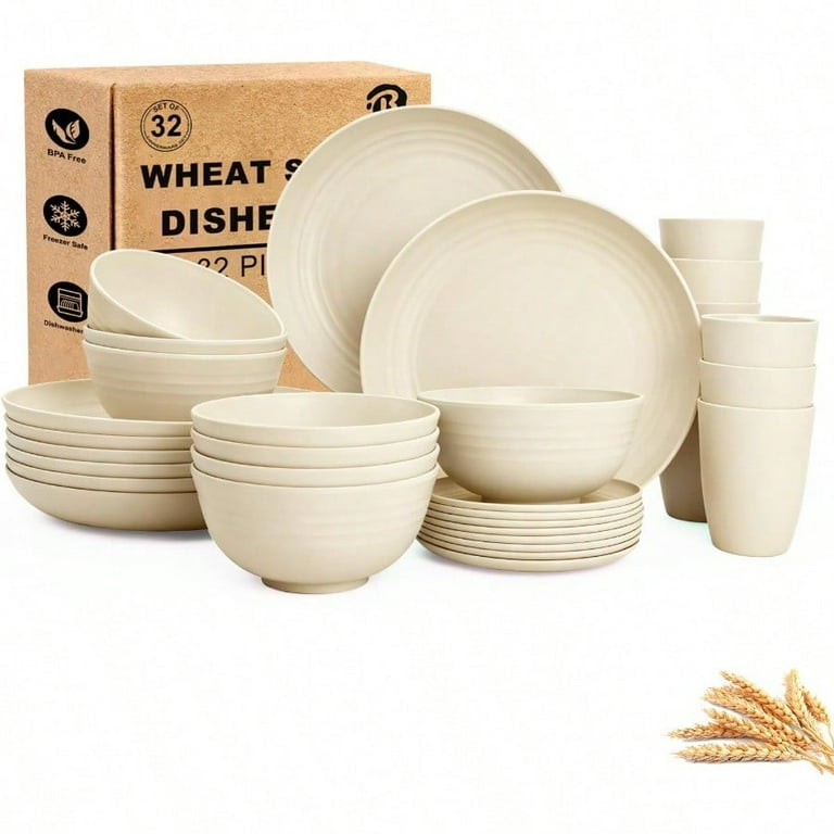 Wheat Straw Dinnerware Sets Dishes Set for Unbreakable Plates