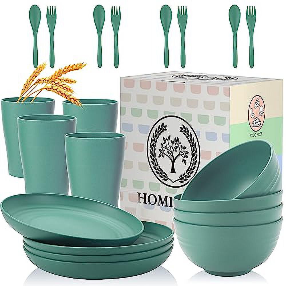 Wheat Straw Dinnerware Sets Homienly 20pcs Unbreakable Microwave