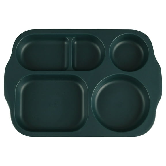 Wheat Straw Divided Plates, 5 Compartment Plates Reusable Unbreakable Fast Food, Plastic School Lunch Tray with Dividers for Adults, Food Section Plates Diet Dinner Serving Platter, Dishwasher Safe