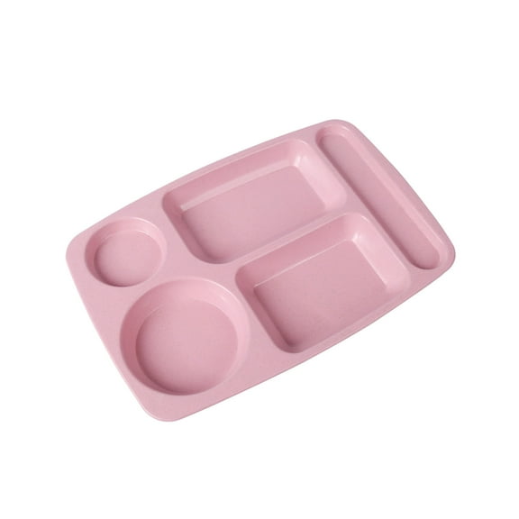 Wheat Straw Divided Plates for Kids 5 Compartment Toddler Meal Tray BPA-Free Eco-Friendly Reusable Dinnerware Set for Children Microwave and Dishwasher Safe