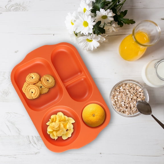 Wheat Straw Fiber 5 Compartment Meal Plate, Thickened Partition Tray for Cafeteria or Home, Eco Friendly and Break Resistant Lunch Plate for Adults and Students