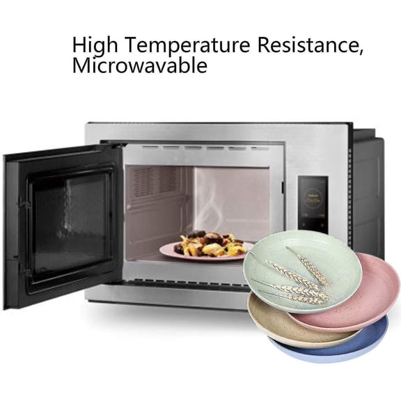 Wheat Straw Fiber Plate | Set Of 4 22.3cm Degradable Healthy Plates/dinner Plates/menu Plates,microwave Dishwasher Safe Dinnerware- Bpa-free Eco-f