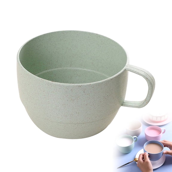 Wheat Straw Milk Cup for Kids Adults Reusable Coffee Mug with Handle Unbreakable Drinking Cup Tableware for Tea Juice Smoothie Beverage Party Supplies(Green)