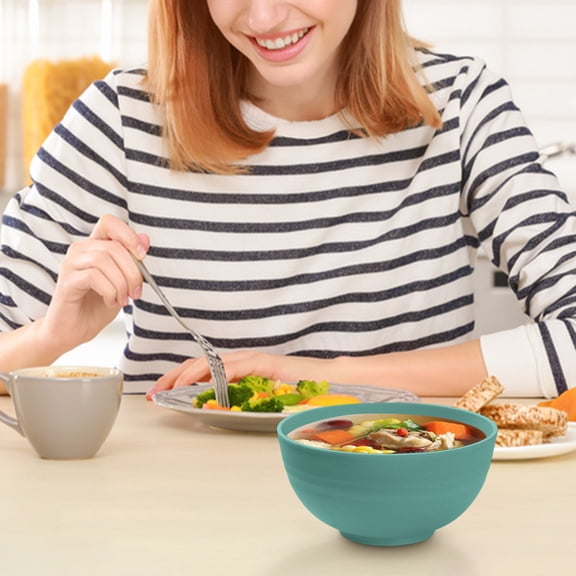Wheat Straw Plastic Bowl, Microwave & Dishwasher Safe, Lightweight Durable Bowl for Cereal, Salad, Noodles & Soup, Perfect for Easter Home, Dorm, Restaurant and Daily Use, 2.9*5.8in, Mint Green
