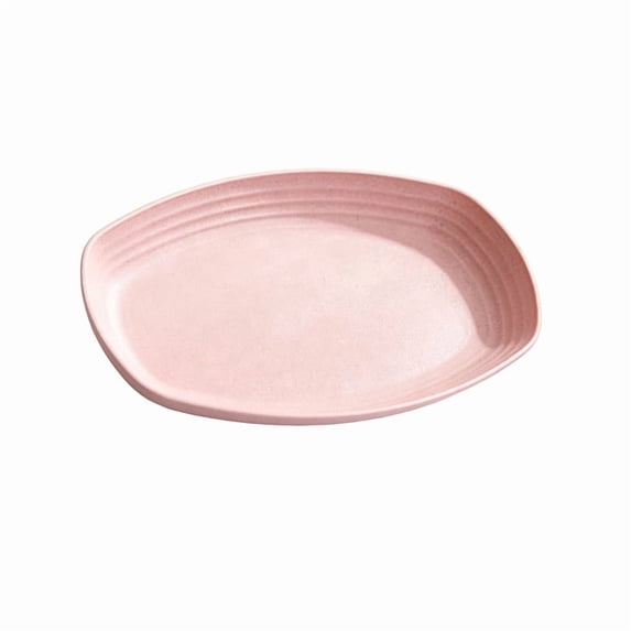 Wheat Straw Plates, 11.6 Inch Oval Lunch Dinner Plates, Reusable Unbreakable Lightweight BPA Free Dishes Plate for Party Dinner Birthday Picnic(Pink)