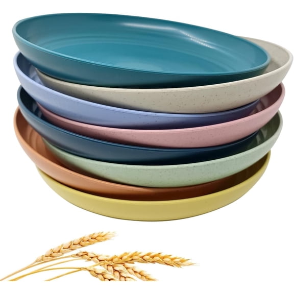 Wheat Straw Plates Lightweight Unbreakable Dinner Dishes Plates Set Dishwasher & Microwave Safe (Extra Large 8 Pack 10')