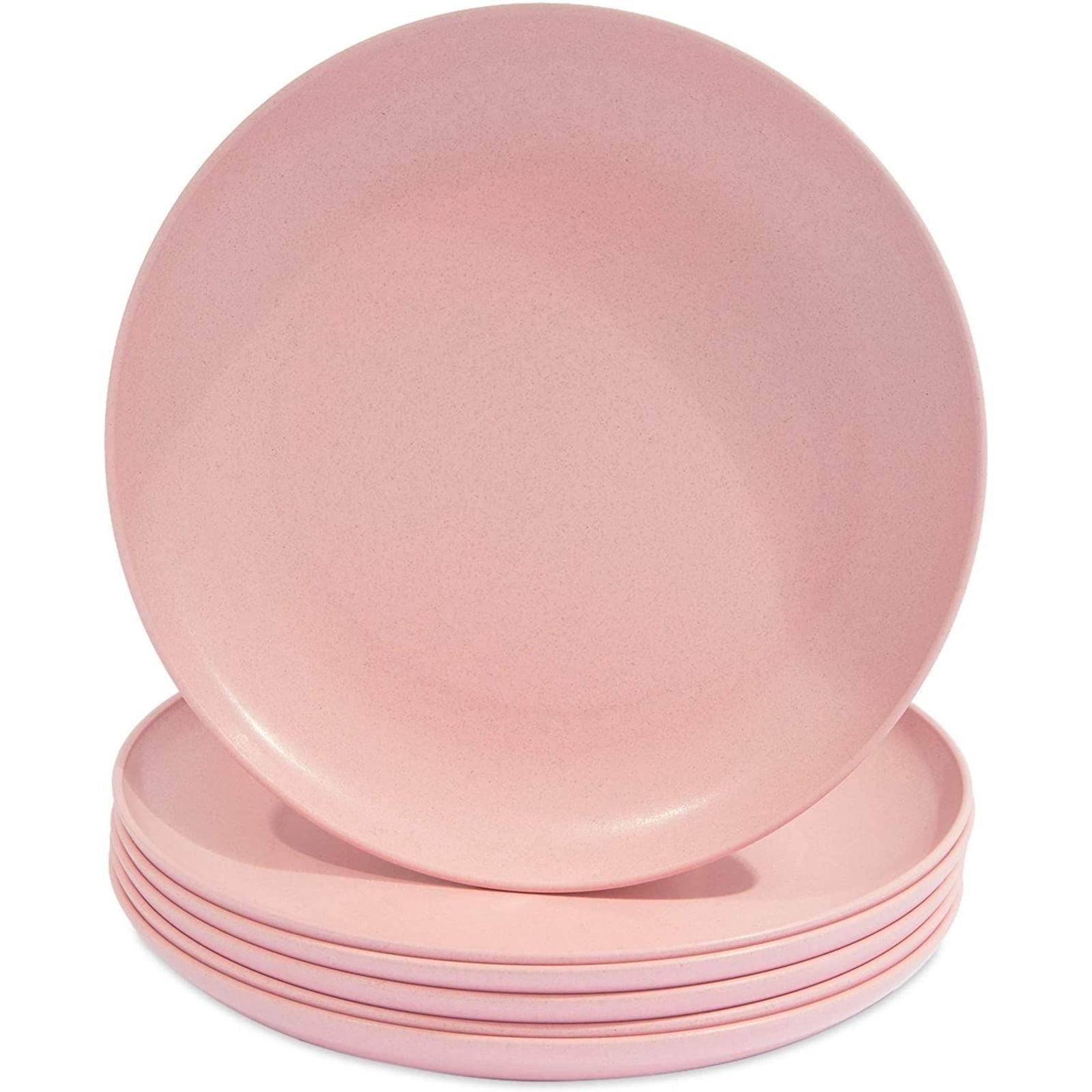 Pink Wheat Straw Microwave-Safe Dinner Plates, Set of 6