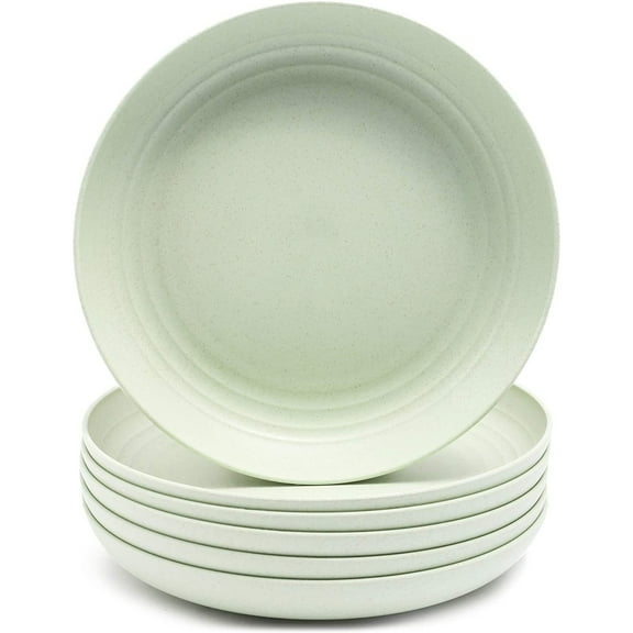 Juvale Wheat Straw Dinner Plates - Eco-Friendly Green Wheat Straw Plates - Microwave & Dishwasher Safe Unbreakable Dinnerware - Dinner Set for Camping & Parties - 9", Pack of 6, Green