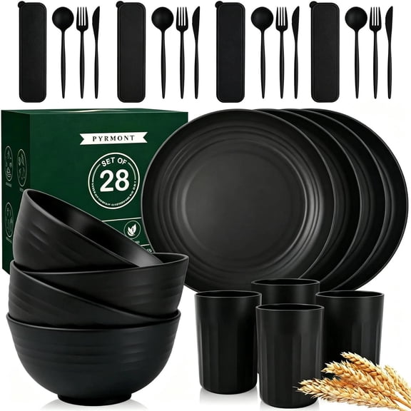 Wheat Straw Plates and Bowls Set Unbreakable Kitchen Dinnerware PYRMONT