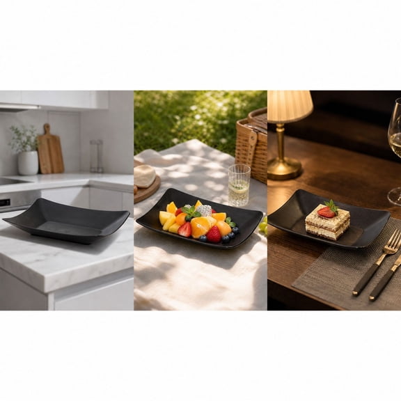Wheat Straw Rectangular Serving Platter, Unbreakable Microwave and Dishwasher Safe Dinner Plate for Camping, Parties and Everyday Use