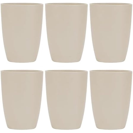 Wheat Straw Reusable Cup (12 oz) - Unbreakable Drinking Glasses Sets of 6 - Dishwasher Safe Tumbler - Lightweight, BPA Free and Eco friendly (6Pcs/Beige)