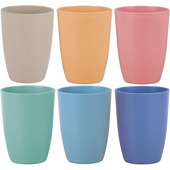 Wheat Straw Reusable Cup (12 oz) - Unbreakable Drinking Glasses Sets - Dishwasher Safe Tumbler - Lightweight, BPA Free and Eco friendly (6Pcs/6Color)