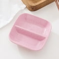 thumbnail image 1 of Wheat Straw Seasoning Dish with Double Compartments | Japanese Style Small Plates for Sauces, Vinegar & Pickled Vegetables | Eco-Friendly Snack Dish | 9x9cm Blue, Pink, or Green | 1-Pack, 1 of 6