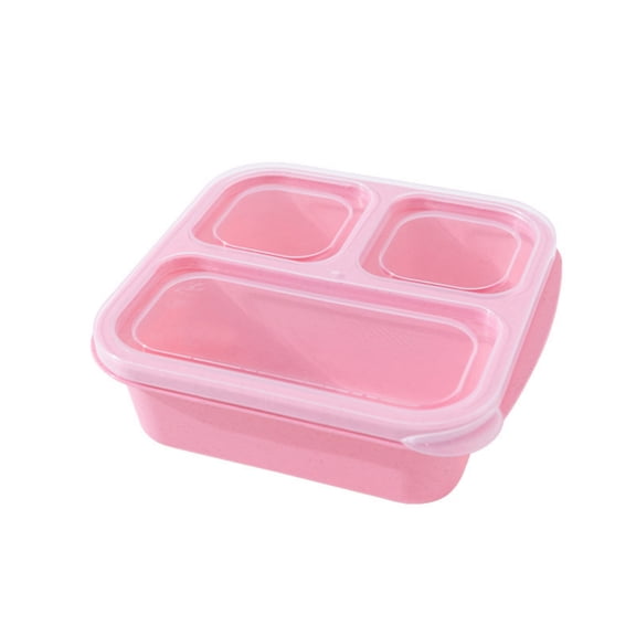 Wheat Straw Snack Box 3-Compartment Tray Nut and Dried Fruit Container Eco-Friendly Lightweight 7x7x2 Inch for Office Snack To-Go Work Travel Food Storage