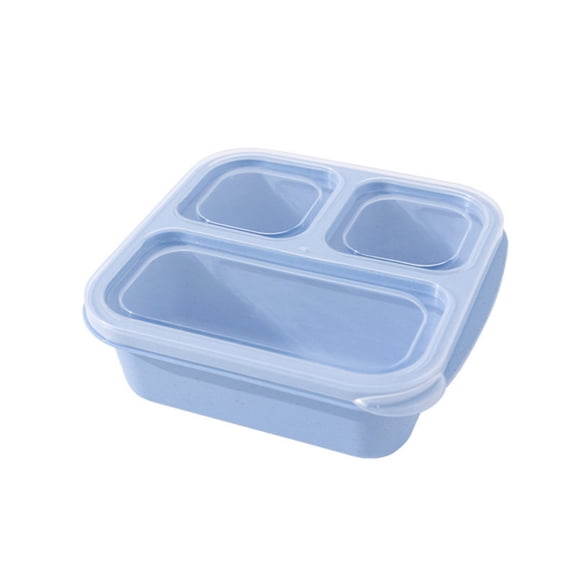 Wheat Straw Snack Box 3-Compartment Tray Nut and Dried Fruit Container Eco-Friendly Lightweight 7x7x2 Inch for Office Snack To-Go Work Travel Food Storage