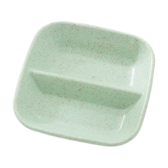 Wheat Straw Soy Sauce Dishes, Two Compartments Dipping Sauce Bowls, Appetizer Plates Condiment Serving Trays for Spices, Ketchup, Bbq Sauce, Sugar, Vinegar(Green)