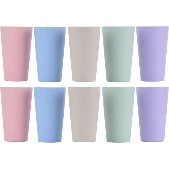 Wheat Straw Unbreakable Cup | 20 oz Reusable Water Drinking Glasses Sets of 10 | Lightweight Tumbler for Kitchen Outdoor | Dishwasher Safe, BPA Free and Eco friendly (20 oz, 10Pcs)