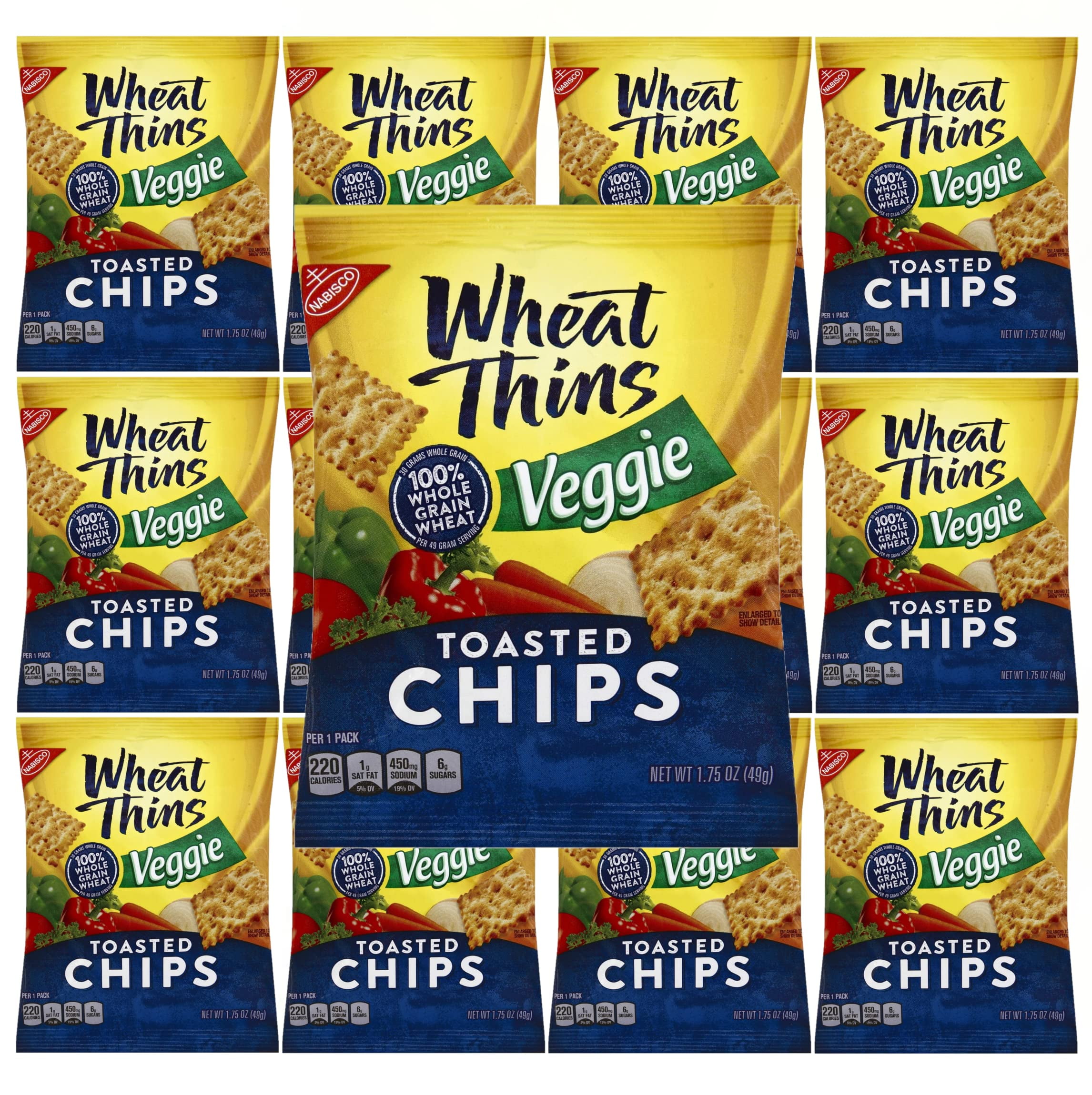 Wheat Thins CM31 Veggie Toasted Chips, 1.75oz Bags, Pack of 10