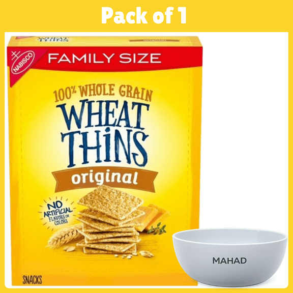 Wheat Thins Original Snacks, Whole Grain Wheat Crackers, Snack Crackers, Family Size, 14 oz-With Bowl by Mahad