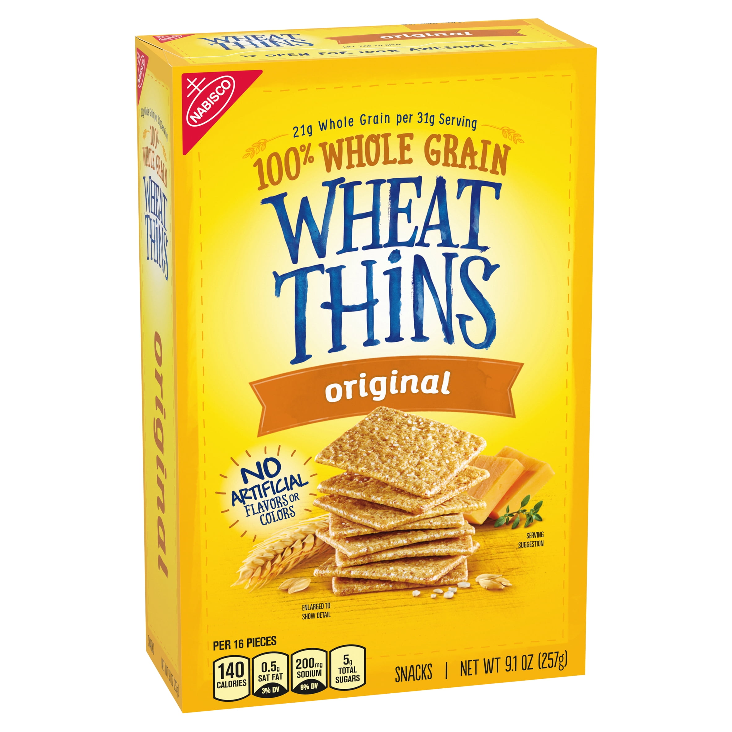 Wheat Thins Original Whole Grain Wheat Crackers, 9.1 oz