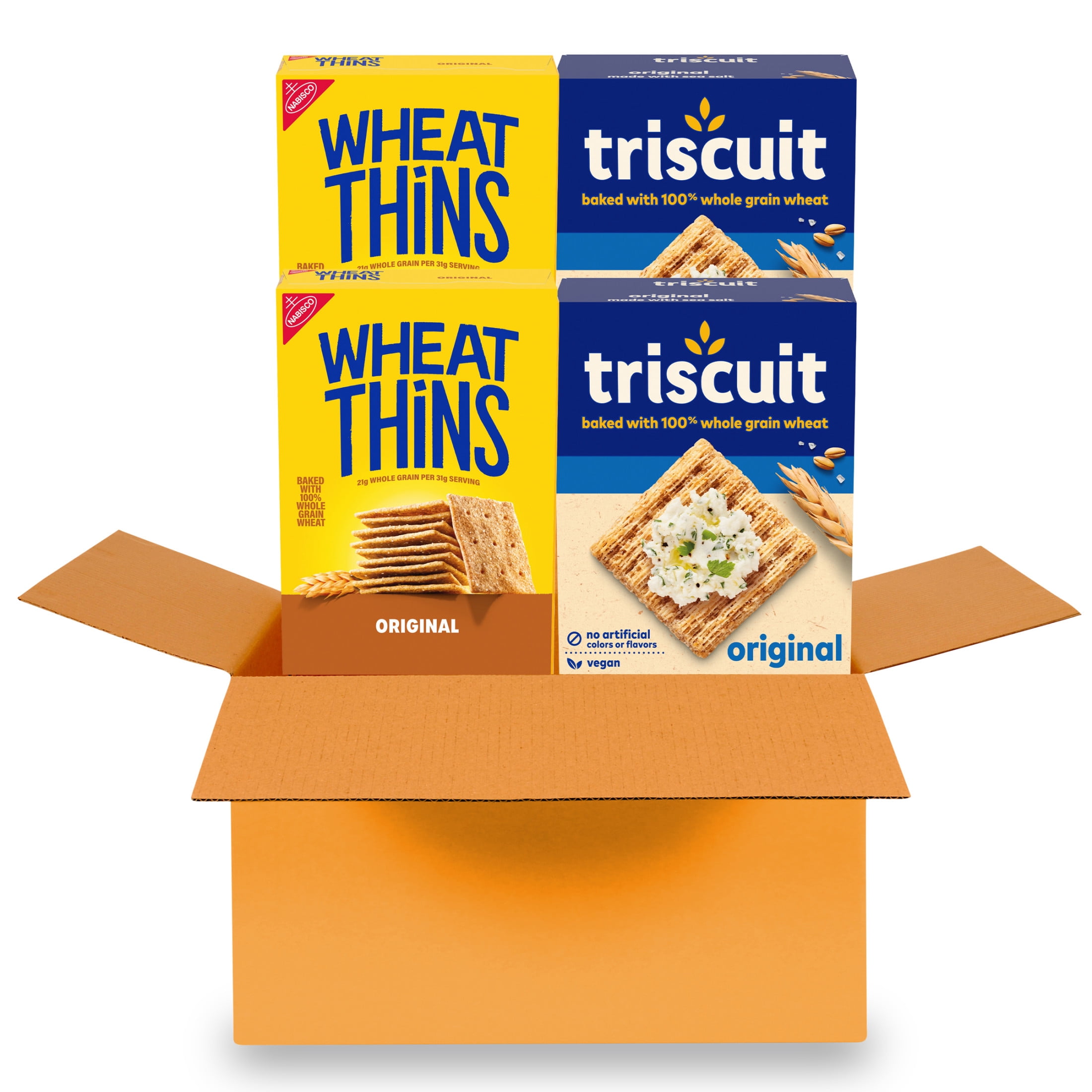 Triscuit Original Vegan Crackers and Wheat Thins Original Snacks Variety Pack, Bulk Snacks, 4 Boxes