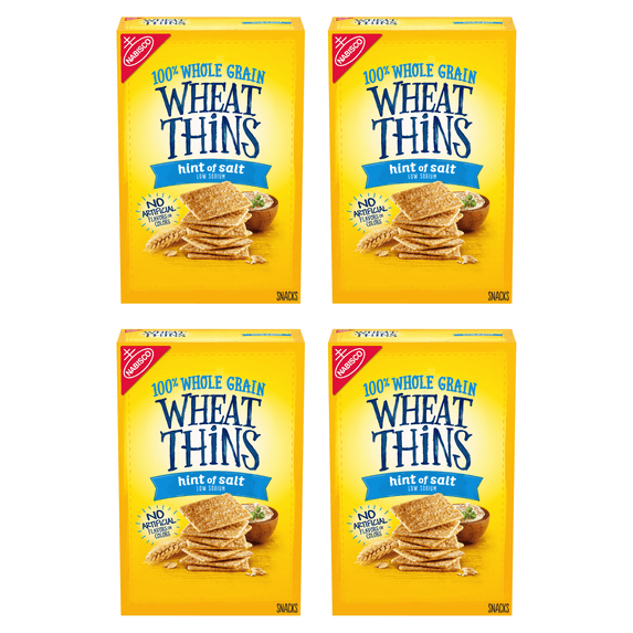 Wheat Thins Reduced Fat Whole Grain Wheat Crackers, Family Size, 12.5 oz - Pack Of 4