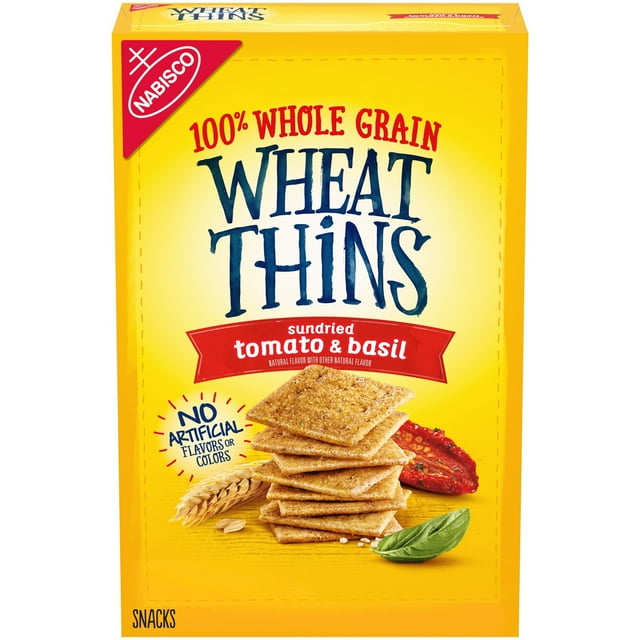 Wheat Thins Sundried Tomato & Basil Snacks, Whole Grain Wheat Crackers, Snack Crackers, 8.5 oz