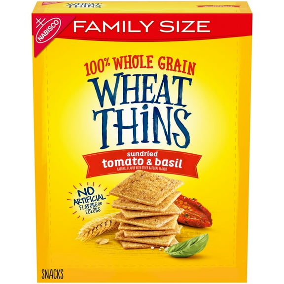 Wheat Thins Sundried Tomato & Basil Whole Grain Wheat Crackers, Family Size, 13 oz (Pack of 4)