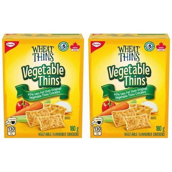 Wheat Thins Vegetable Thins 40% Less Fat Crackers, 180g (2 Pack)