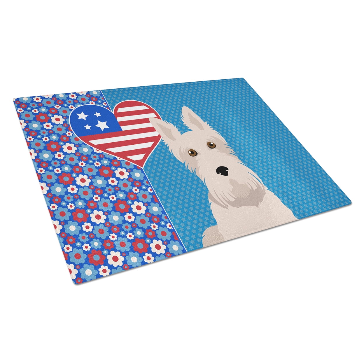 Wheaten Scottish Terrier Glass Cutting Board Large 12 in x 15 in