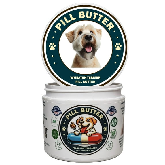 Pill Butter: Wheaten Terrier Dog Treats to Wrap Pills - Moldable Non-Sticky Paste of Human Grade Real Dog Peanut Butter (60 Servings)