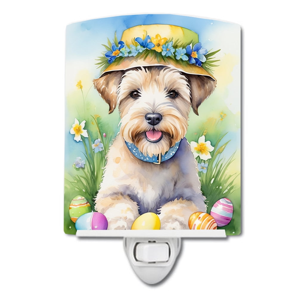 Wheaten Terrier Easter Egg Hunt Ceramic Night Light 4 in x 6 in