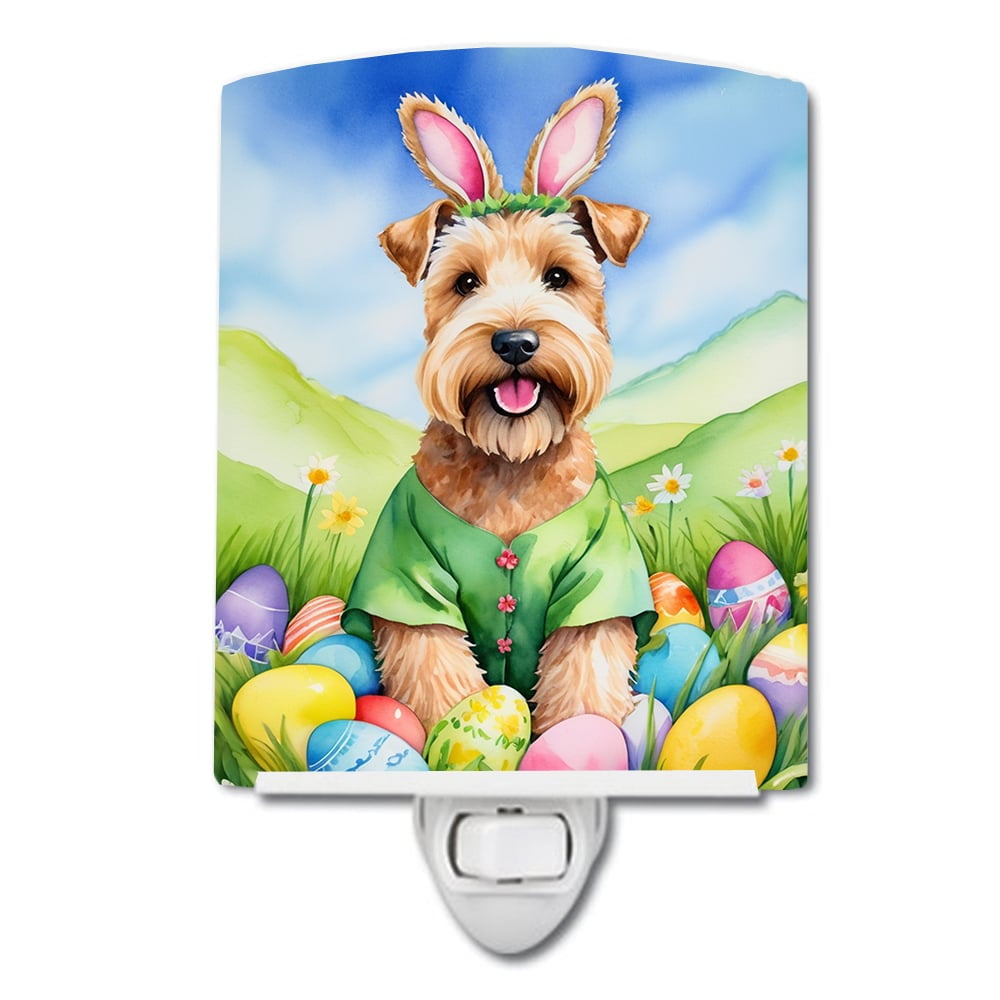 Wheaten Terrier Easter Egg Hunt Ceramic Night Light 4 in x 6 in
