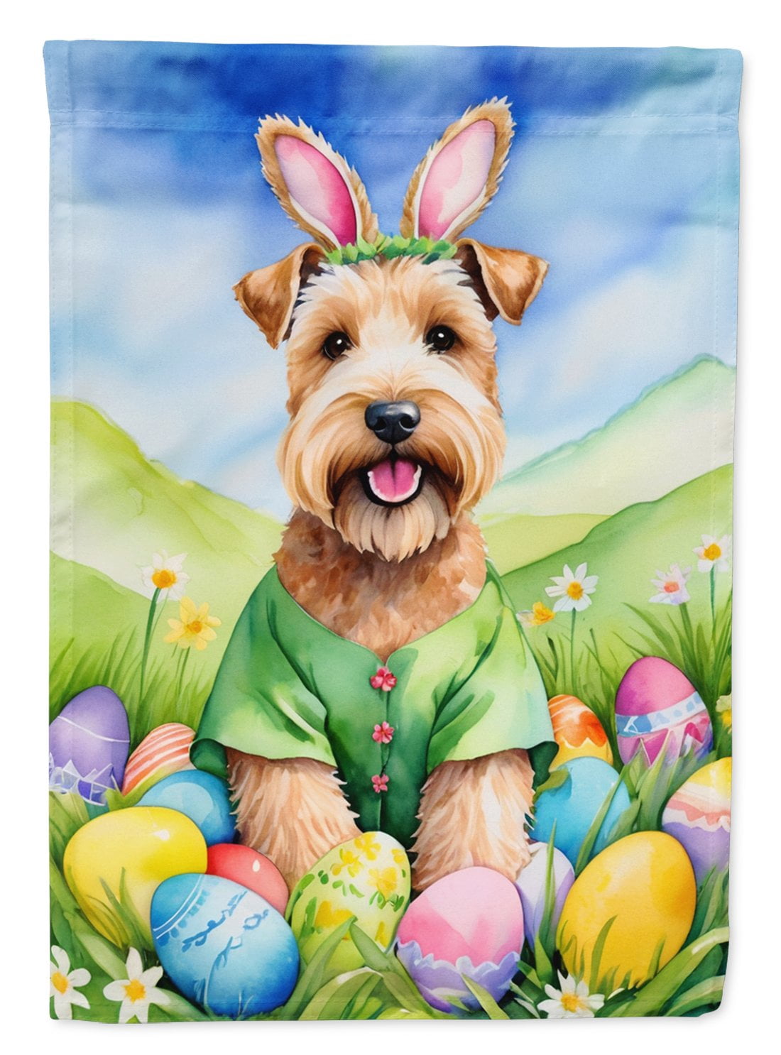 Wheaten Terrier Easter Egg Hunt House Flag 28 in x 40 in