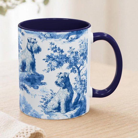 Wheaten Terrier French Toile Mug Blue Toile de Jouy Coffee Cup Gift for Wheatie Lovers Sty