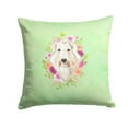thumbnail image 1 of Wheaten Terrier Green Flowers Fabric Decorative Pillow, 1 of 4