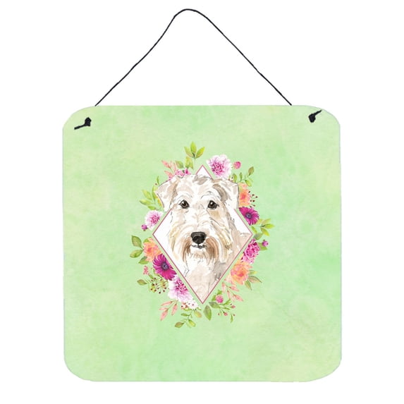 Wheaten Terrier Green Flowers Wall or Door Hanging Prints