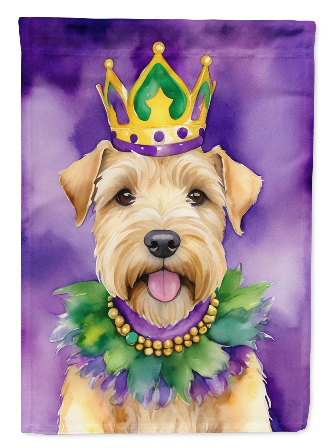 Wheaten Terrier King of Mardi Gras Garden Flag 11.25 in x 15.5 in