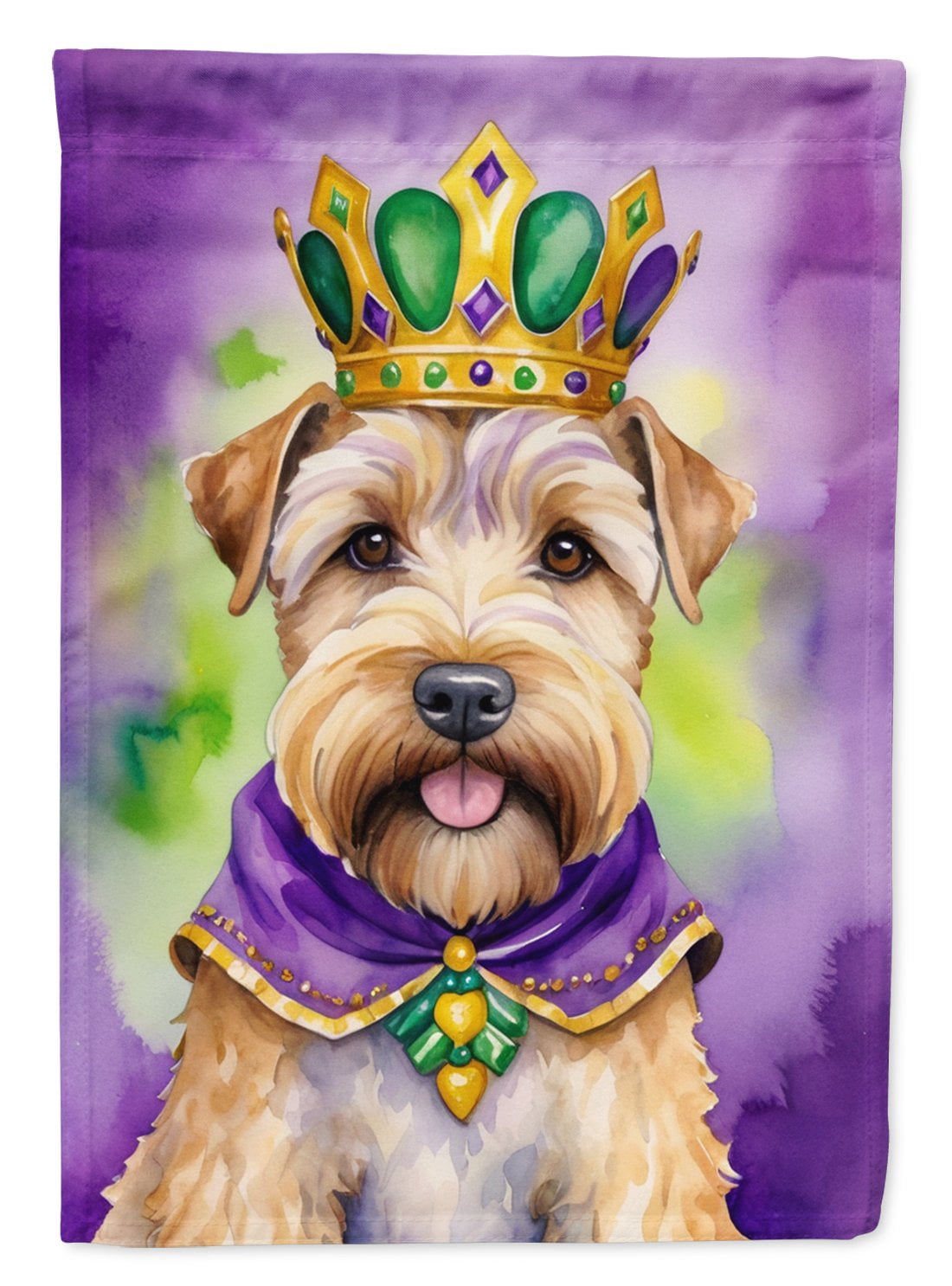 Wheaten Terrier King of Mardi Gras Garden Flag 11.25 in x 15.5 in