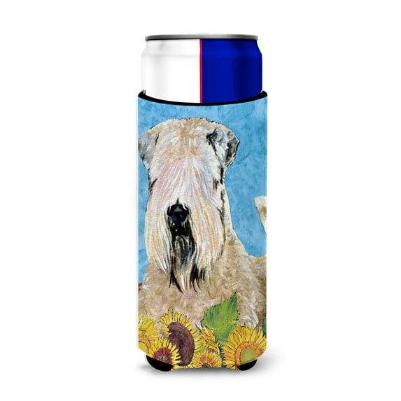 Wheaten Terrier Soft Coated in Summer Flowers Ultra Hugger for slim cans