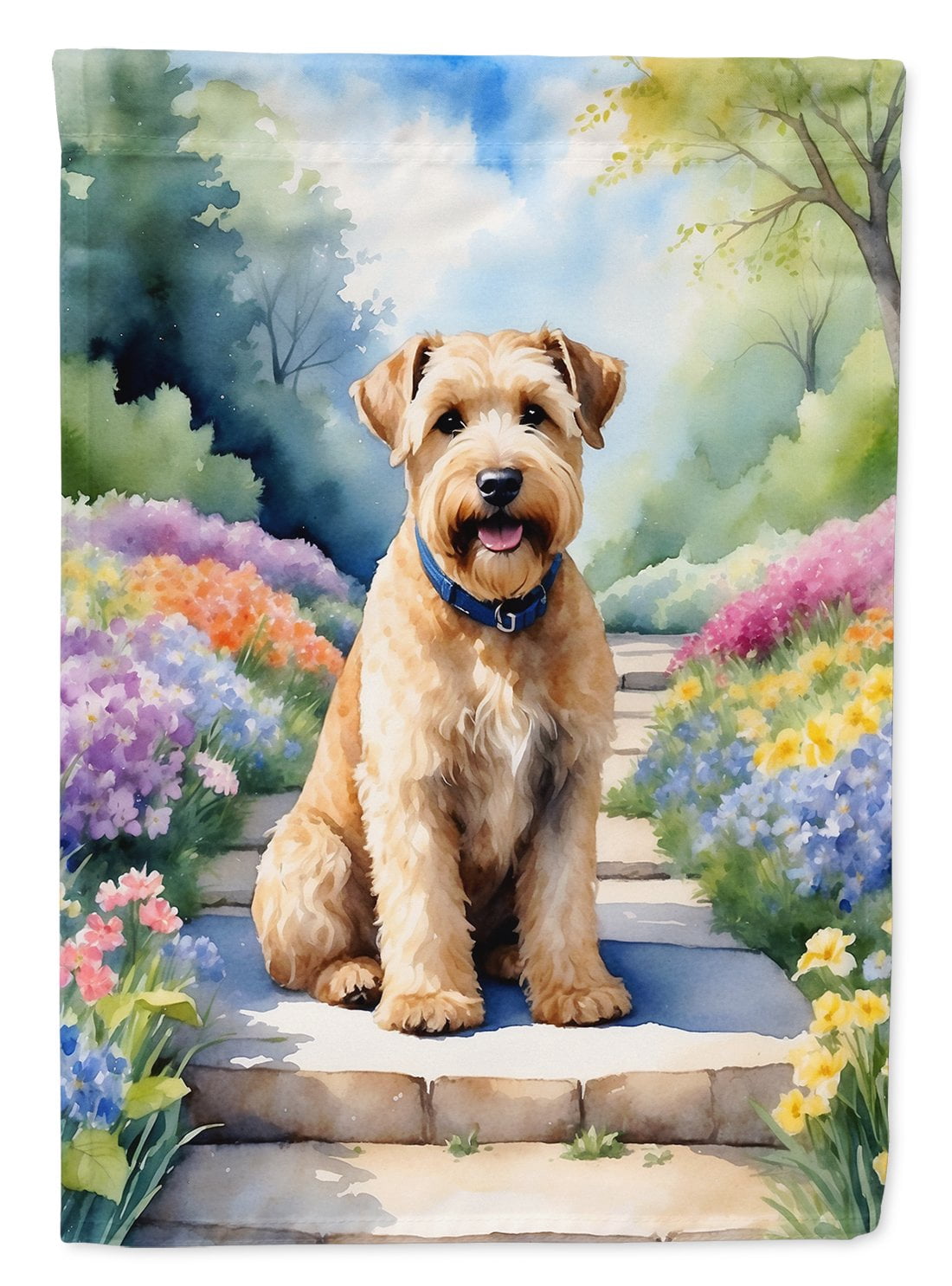 Wheaten Terrier Spring Path Garden Flag 11.25 in x 15.5 in