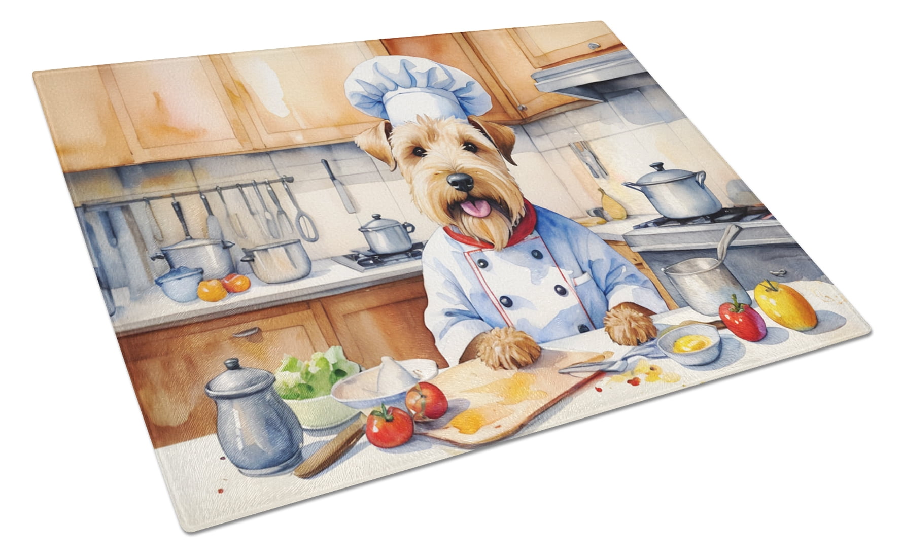 Wheaten Terrier The Chef Glass Cutting Board 12 in x 15 in