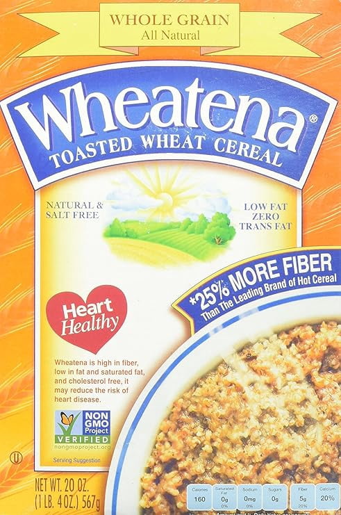 Wheatena Toasted Crushed Whole Wheat Cereal, 20oz Box (12 pack)