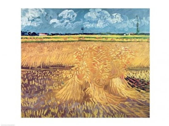 Wheatfield with Sheaves 1888 Canvas Art - Vincent Van Gogh (36 x 24)