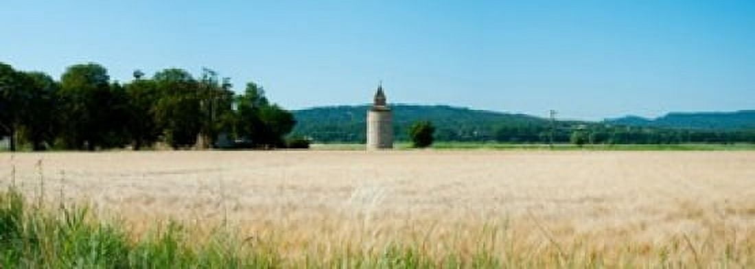 Wheatfield with stone tower Meyrargues Bouches-Du-Rhone Provence-Alpes-Cote dAzur France Canvas Art - Panoramic Images (18 x 7)